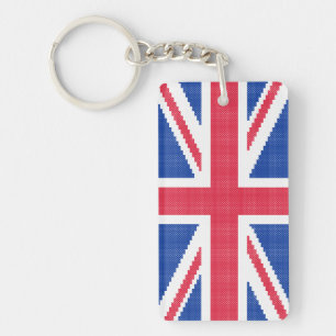 Den ursprungliga kor-stygn designen Union Jack Nyckelring