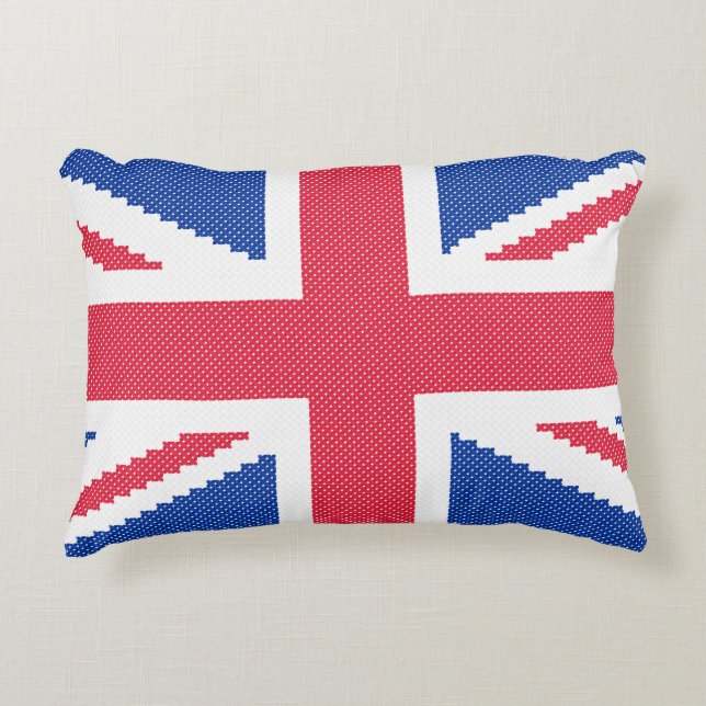 Den ursprungliga kor-stygn designen Union Jack Prydnadskudde (Framsidan)