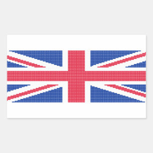 Den ursprungliga kor-stygn designen Union Jack Rektangulärt Klistermärke