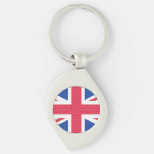 Den ursprungliga kor-stygn designen Union Jack Swirl Silverfärgad Nyckelring
