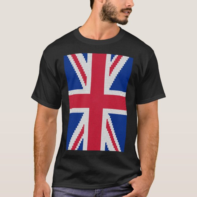 Den ursprungliga kor-stygn designen Union Jack T Shirt (Framsida)