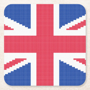 Den ursprungliga kor-stygn designen Union Jack Underlägg Papper Kvadrat