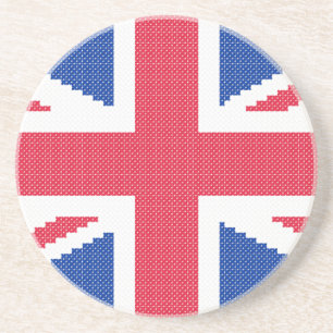 Den ursprungliga kor-stygn designen Union Jack Underlägg Sandsten