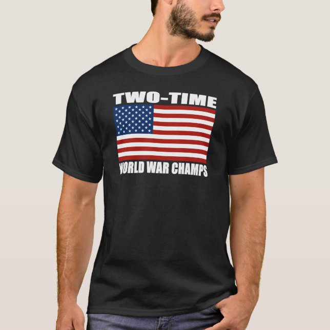 Den US-flaggaTvå-Time världskriget tuggar ljudlig Tee Shirt (Framsida)
