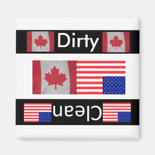 Den USA Kanada flagga smutsar ner den rena Magnet