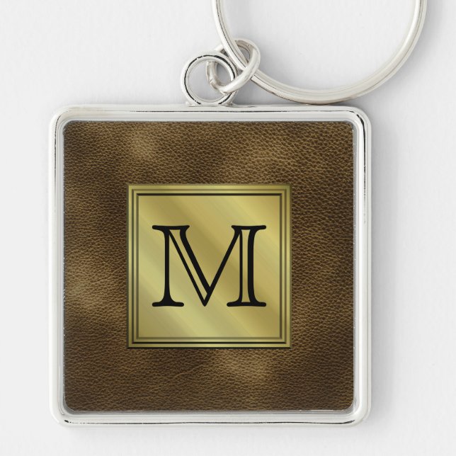 Den utskrivavna beställnings- monogramen avbildar. fyrkantig silverfärgad nyckelring (Framsidan)