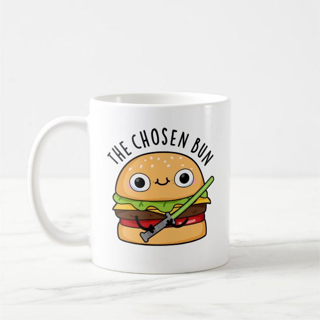Den utvalda Bun Funny Food Warrior Bun Pun Kaffemugg (Vänster)