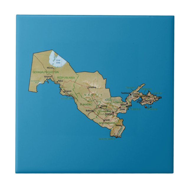 Den Uzbekistan kartan belägger med tegel Kakelplatta (Framsidan)