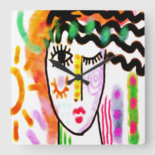 Den vackra Abstrakten Original Art Fyrkantig Klocka