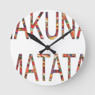 Den vackra afrikanska Vintagen Färg Hakuna Matata  Rund Klocka