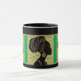 Den vackra afrikanska Woman-Grönten Black Guld Mugg