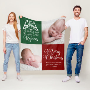 Den vackra Anpassningsbarna Julfoto-familjens röd Fleecefilt