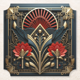 Den vackra Art Deco Red Guld Black-Eleganten Underlägg Papper