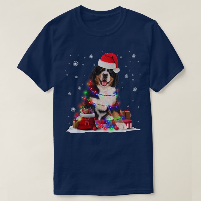 Den vackra bergsbergen Träd jul, Ljus Julafton Paj T Shirt (Design framsida)