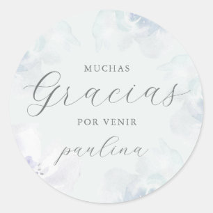 Den vackra blå Blommigten Quinceañera Gracias Namn Runt Klistermärke