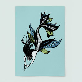 Den vackra blå Grönten Bläck Teckning i den gotisk Poster