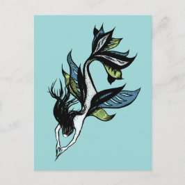 Den vackra blå Grönten Bläck Teckning i den gotisk Vykort