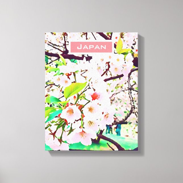Den vackra blommarna med körsbär i rosa Japan Canvastryck (Framsida)