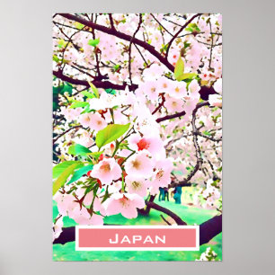 Den vackra blommarna med körsbär i rosa Japan Poster