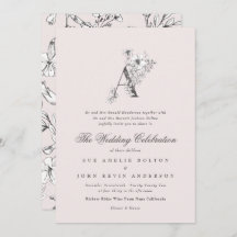 Den vackra  Blommigten "A" i Monogram Sketched