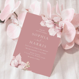 Den vackra  Blommigten Petals Dusty Ro Bröllop Inbjudningar