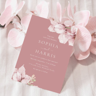 Den vackra Blommigten Petals Dusty Ro Bröllop Inbjudningar