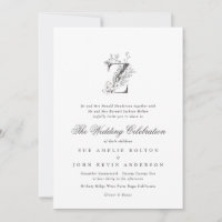 Den vackra Blommigten "Z" Monogram Sketched Bröllo