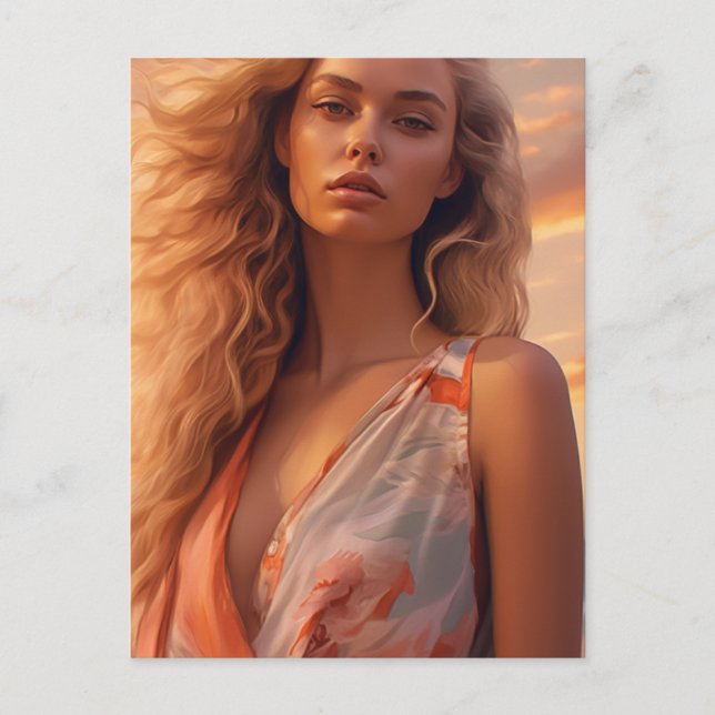 Den vackra Blonde Woman Vykort (Framsida)