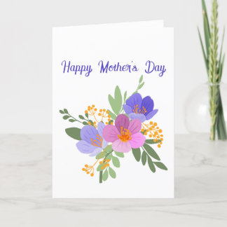 Den vackra Blue Violet Blommigt "Mors dag" Helgkort