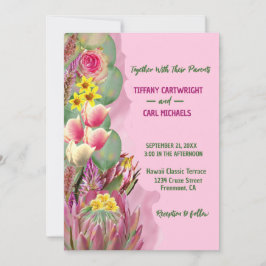 Den vackra botaniska Blommigten Garden Rosa Bröllo Inbjudningar