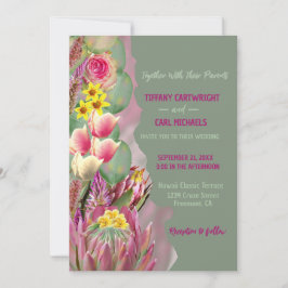 Den vackra botaniska Blommigten Garden Sage Bröllo Inbjudningar