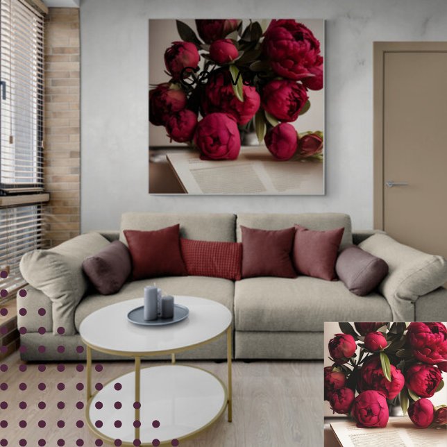 Den vackra Bouquet av Red Peonies Blommigt Digital Canvastryck (Skapare uppladdad)