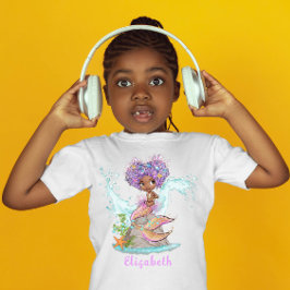 Den vackra bruna Sjöjungfrun Birthday Girl Baby T Shirt
