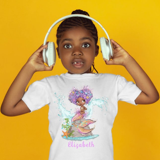 Den vackra bruna Sjöjungfrun Birthday Girl Baby T Shirt (Skapare uppladdad)