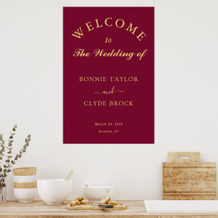 Den vackra Burgundy Bröllop-presentationen Poster