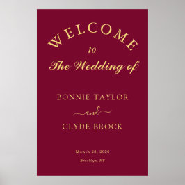 Den vackra Burgundy Bröllop-presentationen Poster