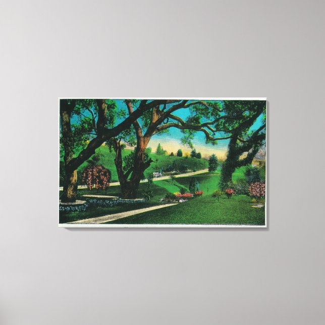 Den vackra Busch Sunken GardensPasadena, CA Canvastryck (Framsida)
