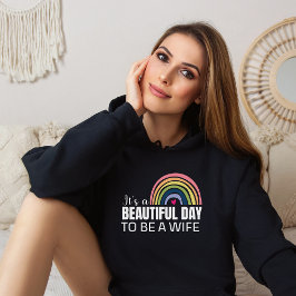 Den vackra dagen med frun Rainbow Black Hoodie T Shirt