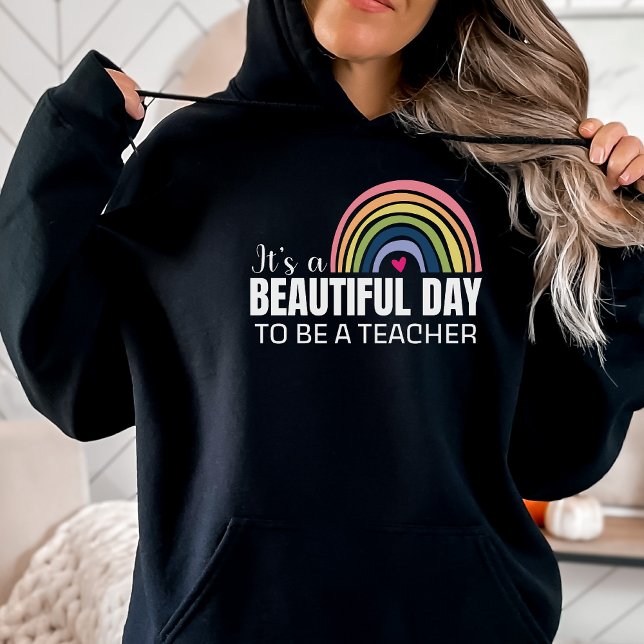 Den vackra dagsläraren Rainbow Black Hoodie T Shirt (Skapare uppladdad)