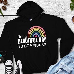 Den vackra dagstidningen Nurse Rainbow Black Hoodi T Shirt
