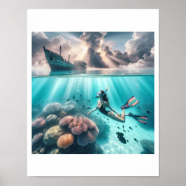 Den vackra dam-dykaren hittar en nedslagen frakt poster