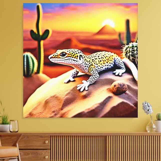 Den vackra Desert leopard Gecko Design Canvastryck (Insitu (Vardagsrum))
