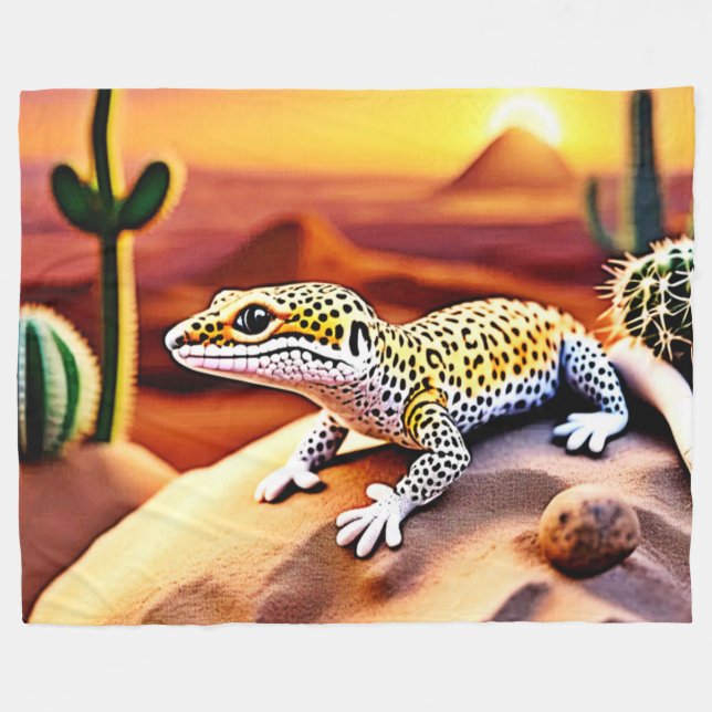 Den vackra Desert leopard Gecko Design Fleecefilt (Framsidan (Horisontell))