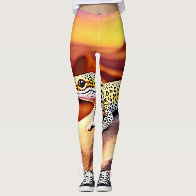 Den vackra Desert leopard Gecko Design Leggings (Framsida)