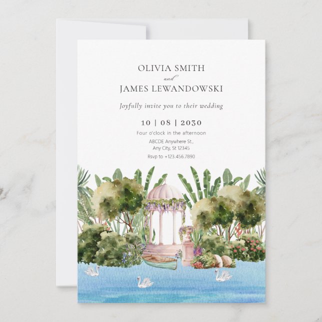 Den vackra djungelfloden bröllop inbjudningar (Framsida)