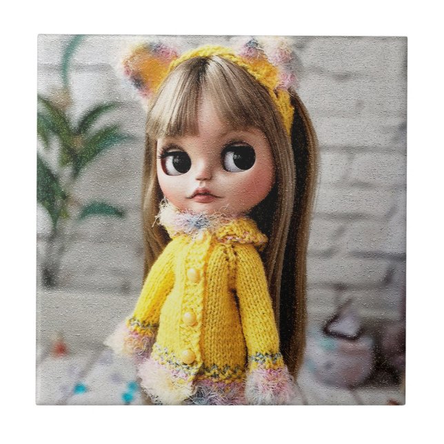 Den vackra doll Blythe stora öga mode snyggt rolig Kakelplatta (Framsidan)