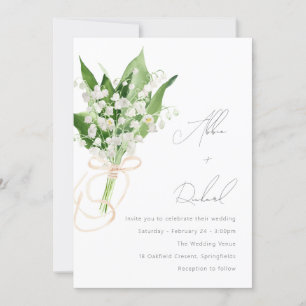 Den vackra Eleganten White Blommigt Bouquet Bröllo Inbjudningar