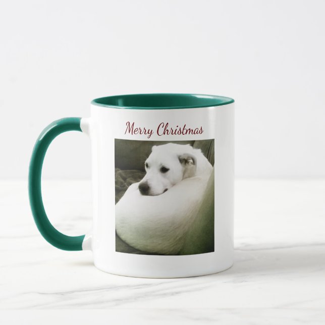 Den vackra Eleganten White Labrador Hund jul Mugg (Vänster)