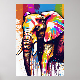 Den vackra, Elephant WaterColor Digital Print Post Poster