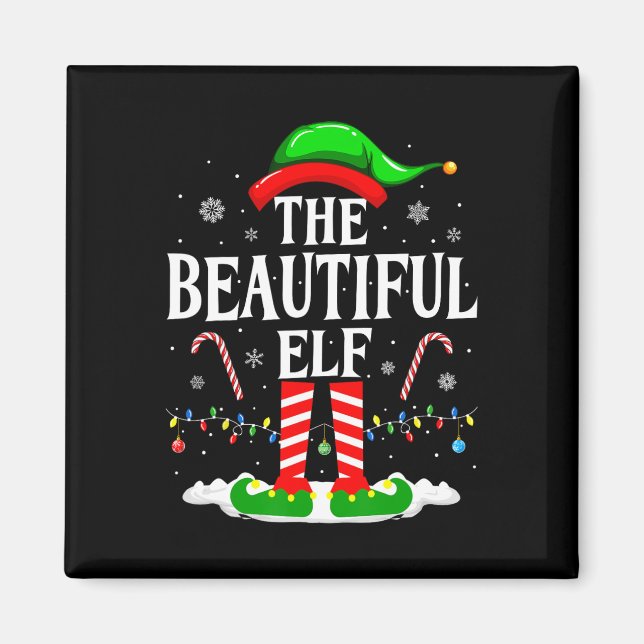 Den vackra Elf Funny Julafton Matching Family Chri Magnet (Framsidan)